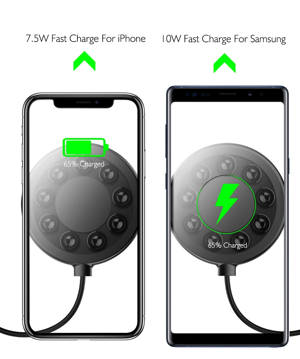 Ascromy Suction Cup Fast QI Wireless Charger Pad Stand For Samsung S9 S8 Note 9 iPhone XS Max X XR 8 Plus Car Induction Charging (5)