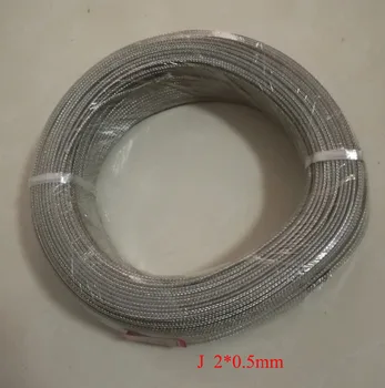 

J Type 2*0.5mm Fiberglass Coated Stainless Steel Braided Net Shield Thermocouple Compensation wire