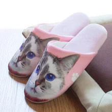 lovely cotton padded home slippers men women 3D colored painting cartoon animal lovers indoor slipper non slip soft winter shoes