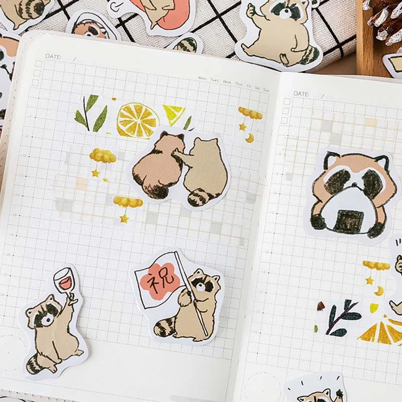 45 шт./кор. Kawaii Bullet Journal милый дневник для записей наклейка с енотом Скрапбукинг японские канцелярские украшения материал Escolar