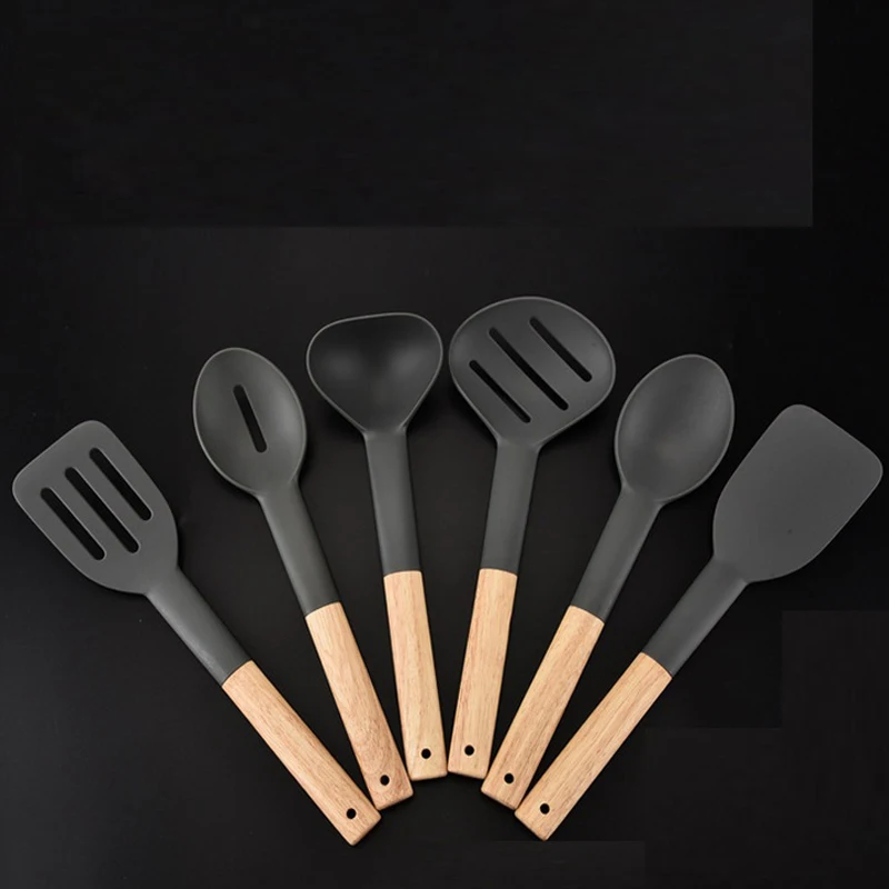 Nylon Kitchenware Seven sets Wood handle silicone kitchenware Not