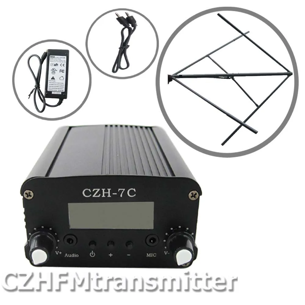 CZH CZE-7C7W FM стерео PLL передатчик вещания Горячая 76-108 МГц+ циркулярно поляризованные FM антенна комплект