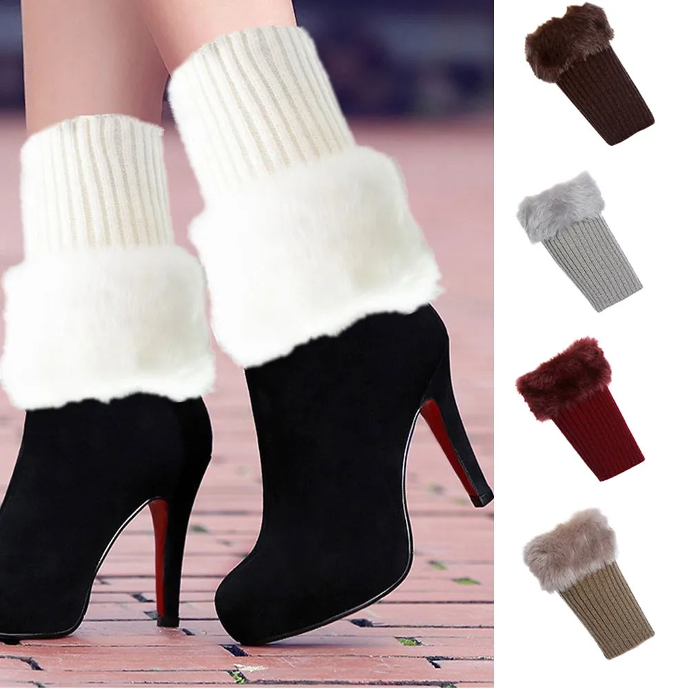 

KANCOOLD 2018 New Arrivals Fashion Women Autumn Winter Warm Knit Leg Warmers Crochet Fur Trim Leggings Slouch Boot PJ1023