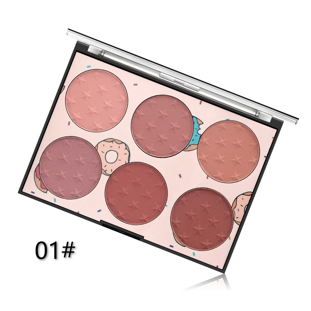 6 Colors Natural Blush Makeup Blush Palette Long-lasting Transparent Window Skin-friendly Rouge Makeup Box Blush TSLM1 - Цвет: 01