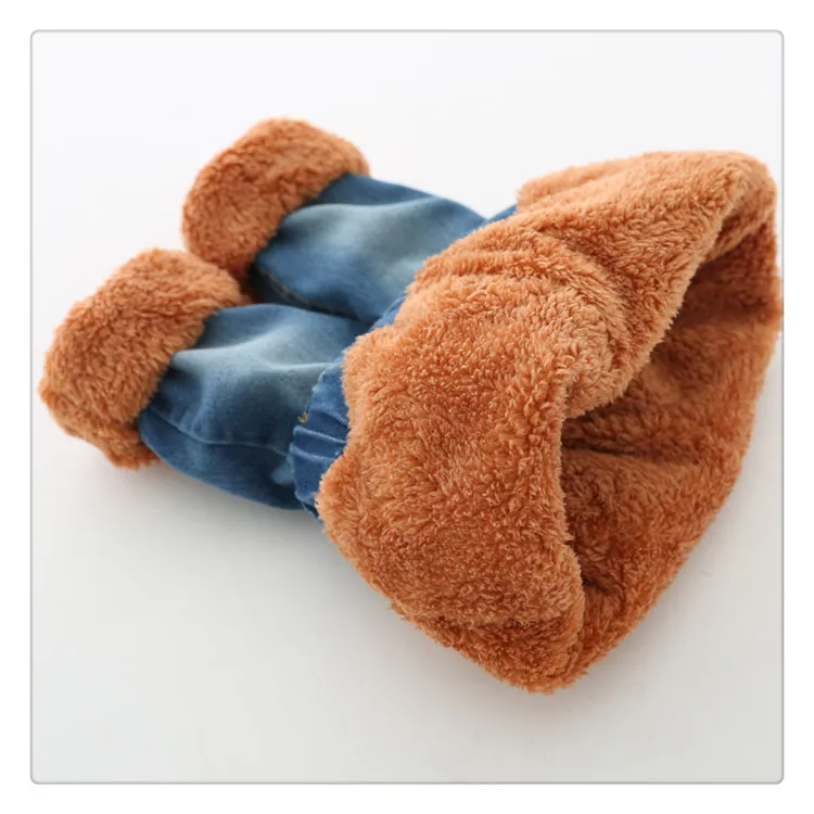 1-6 y children baby boy denim jeans winter pants velvet thick warm trousers toddler jeans for boys elastic waist kids clothes (3)