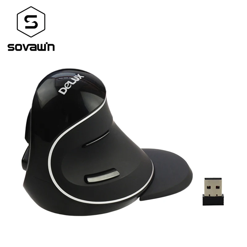 Cena Delux M618 Plus ergonomiczna bezprzewodowa mysz pionowa 6 przycisk 2.4g myszy 1600 DPI myszy komputerowe optyczne usb Mause na PC Laptop