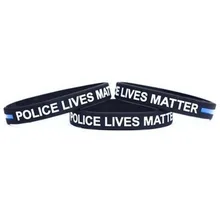 Модные Стиль с надписью «Police Lives Matter» Напульсники черный тонкая Голубая линия браслеты из силиконовой резины