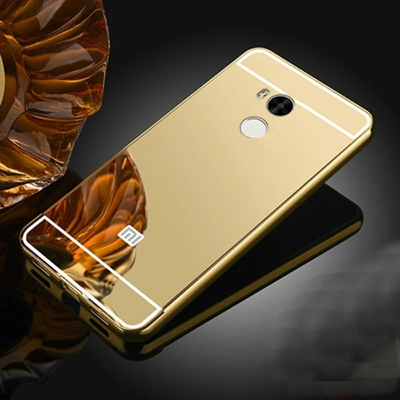 Роскошные Зеркало чехол Для xiaomi redmi 4 Pro Простые (5.0 дюймов) металл Алюминий + Ultra Slim Акриловые Задняя Крышка Для xiaomi redmi 4А
