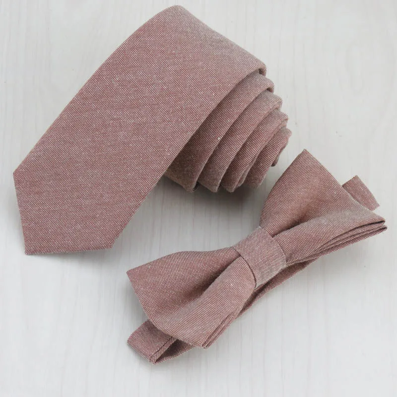 

Cotton and linen necktie The new pure color brown ultra fine lattice narrow ties and shallow brown tie