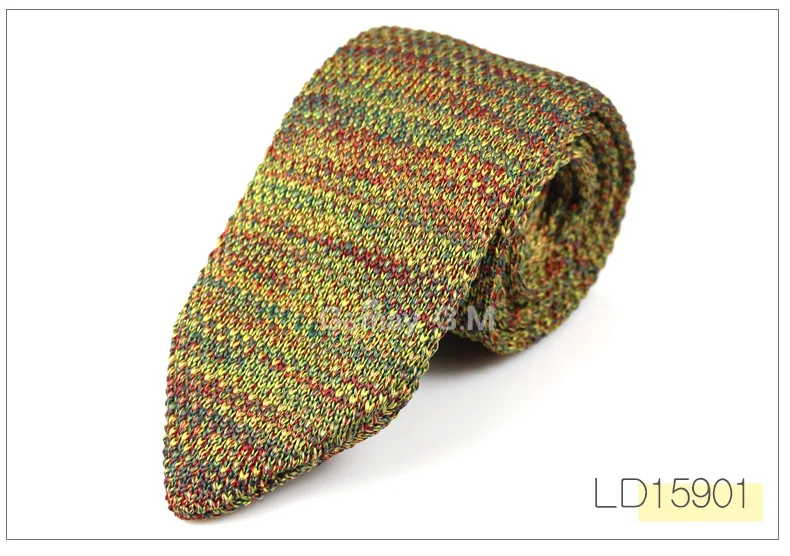 New Fashion Sharp Men's Tie Knitted Ties Mens Casual Striped Knit Necktie for Wedding Slim Skinny Woven Cravate Narrow Neckties - Цвет: LD15901