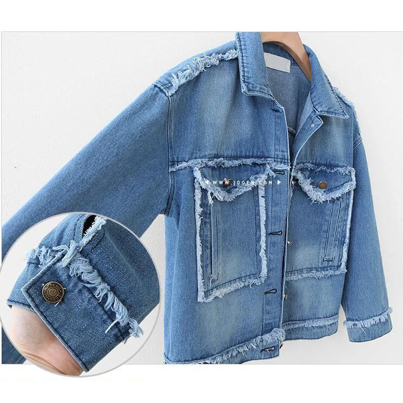 Greatest  Large size 5XL 2018 Autumn Winter Women Denim Jacket Long Sleeve Short Jeans Coat For Women Burrs B