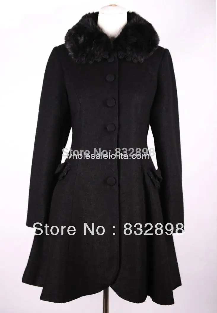 Nouveau Hiver Laine D'hiver Style Long Manteau Noir Filles Doux Manteaux Marque fAAO4wq
