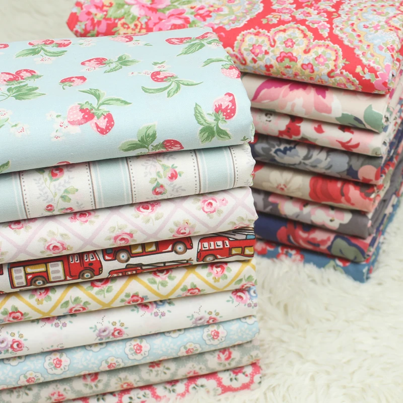 

1 meter plain cotton pulp fabric with floral print, handmade DIY quilt bag's lining cloth CR-972