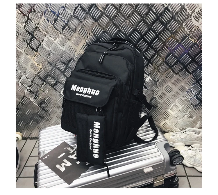 Menghuo 2PCS Mesh Pocket Backpack Purse Set New Girls Big Capacity School Bag Letters Travel Bag Men Rucksacks Mochilas Escolar_30-1_28