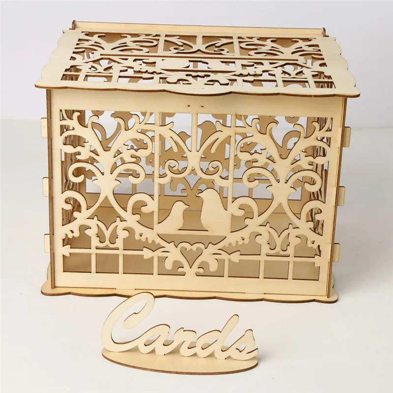 Модная романтическая деревянная коробка для денег с замком Mr Mrs I Love You Flower DIY свадебные подарки коробка для карточек для Свадьбы вечерние украшения