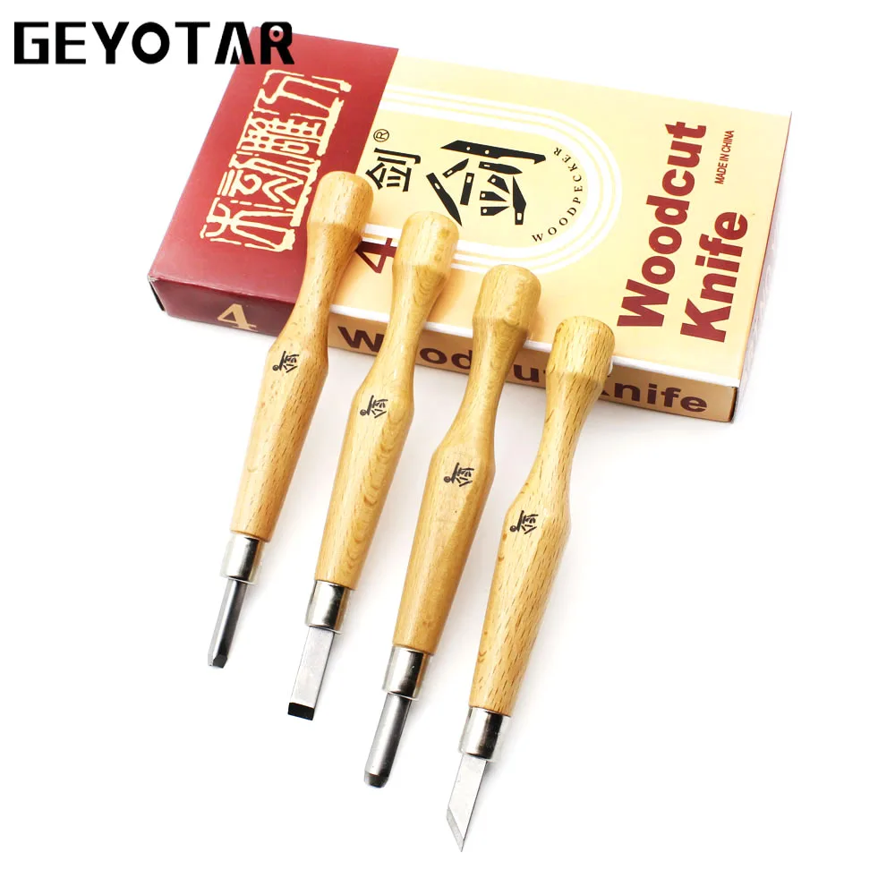 

4pcs Woodcut Knife Scorper Wood Carving Tools Cutter Graver Engraving Nicking Scalpel DIY Tool Scribing Woodworking Hobby Knifes