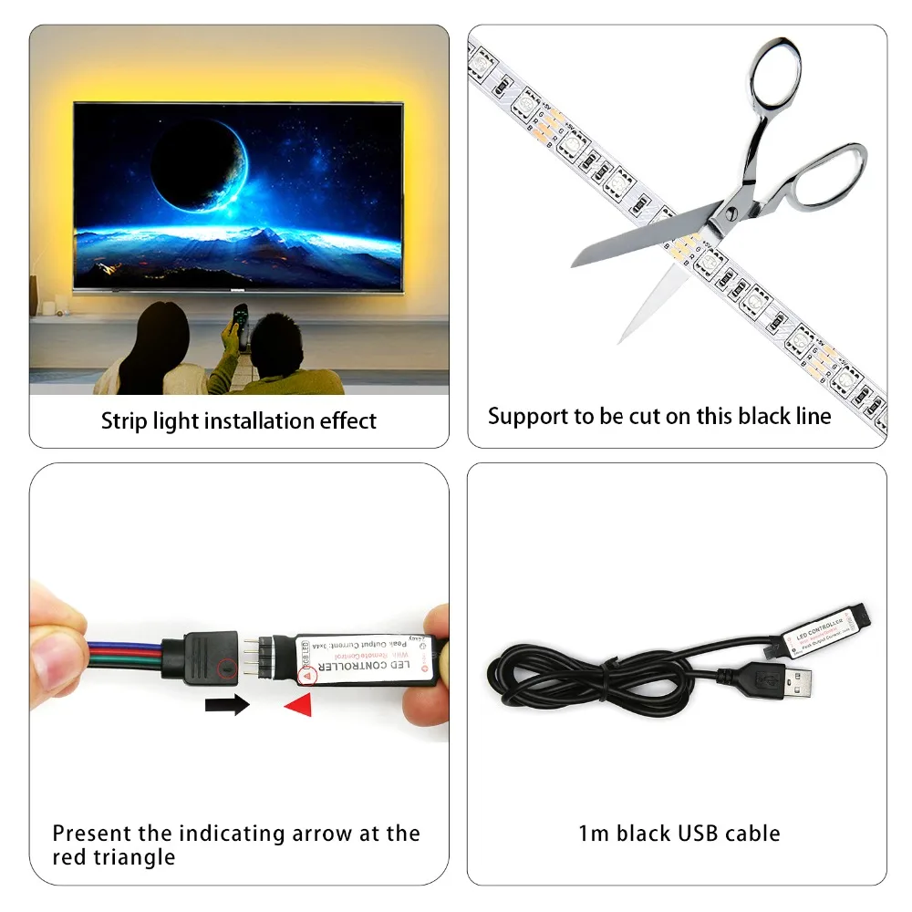 2 5 м USB RGB Светодиодная лента 5050 SMD гибкая светодиодная подсветка набор для
