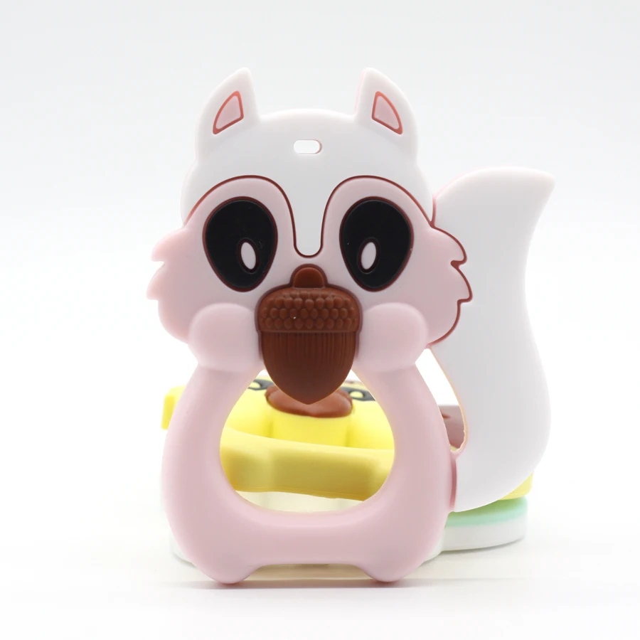 

Baby Silicone Teether Squirrel 1pc Can Chew Lovely Squirrel Teether DIY Jewelry Nursing Teething Necklace Pendants