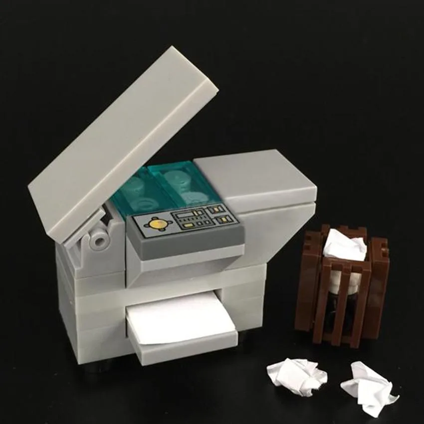 Single LegoINGlys Printer Copier Fax Machine Building Blocks Set DIY City Office MOC Figure Accessories Parts Bricks Kit Toys (5)