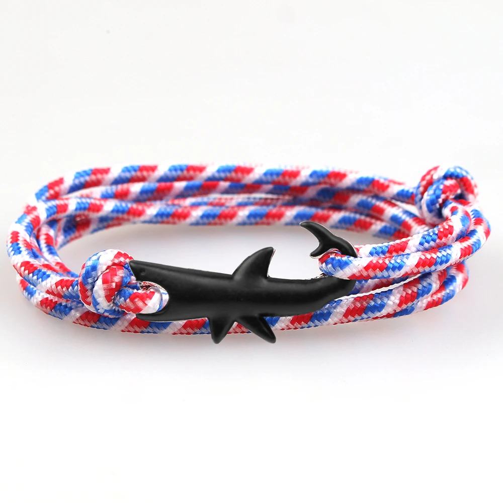 

2018 New Adjustable Fashion paracord Anchor Bracelet Men and woman Charm Survival Chain Sport Lovers Bracelets Black BSY