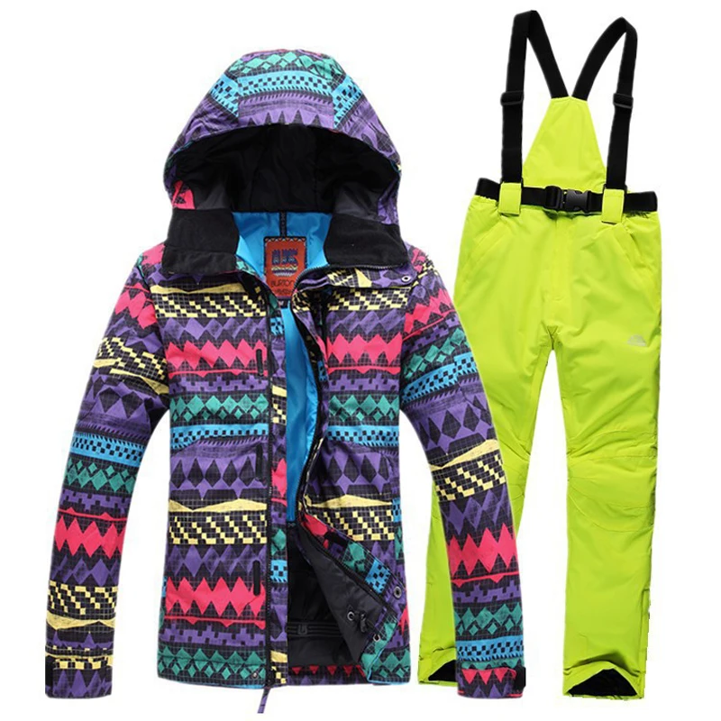 

12 colors 2019 womens ski suits jackets colorful wave pattern Waterproof Windproof Breathable snowboard sets skiing