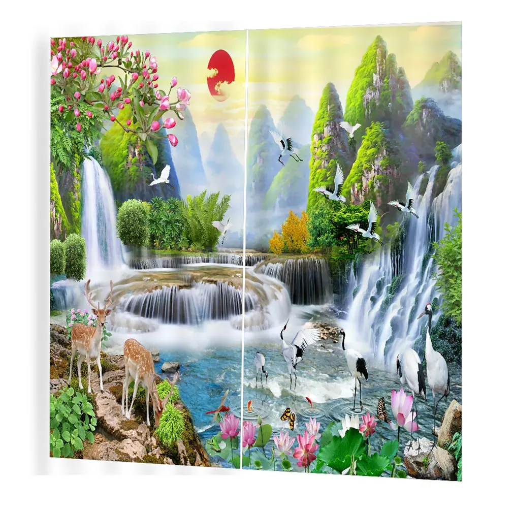 

Waterfall Prints Curtains Room 3d Curtain Window BJQ-1280(9) 140*100cm Trendy Living Room Bedroom Blackout