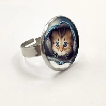 

New Fashion Cat Pendant Ring Glass for Jewelry Ring