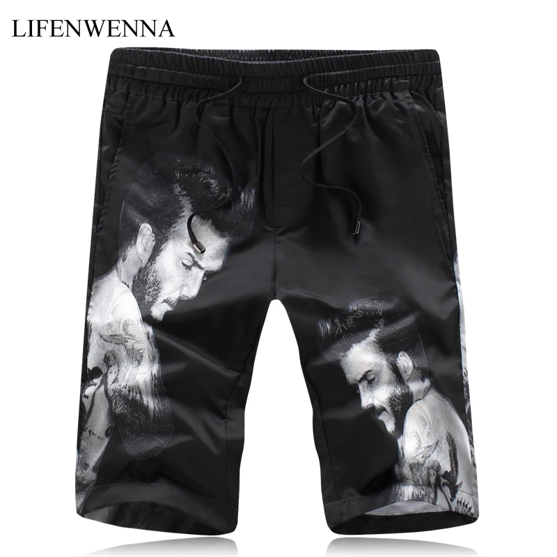 Летние Для мужчин шорты новая мода характер печати шорты для Для мужчин s Повседневное эластичный пояс Slim Fit Пляжные шорты Для мужчин M-5XL