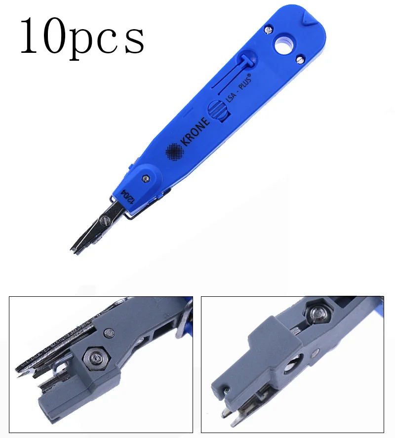 10pcs Portable Blue KRONE LSA-Plus Punch Down Tool Kit With Sensor For Telecom Phone RJ11 Impact Network Cat5 RJ45 Cord