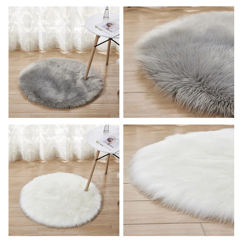 Пушистый Коврик ковры для гостиной Декор Искусственный мех ковер для детской комнаты длинные плюшевые ковры для спальни мохнатый ковер круглый коврик Астра