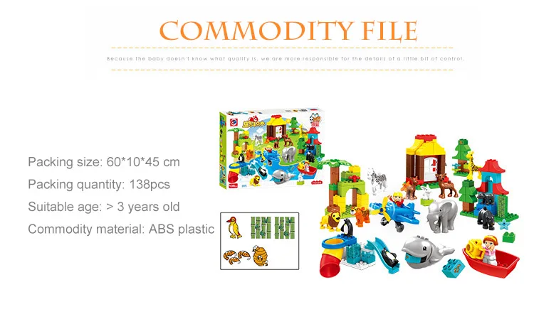 Творческий большой строительные блоки океан набор зоопарка Медведь Лес Рисунок Детские игрушки diy Кирпичи совместимы с Duplo день рождения