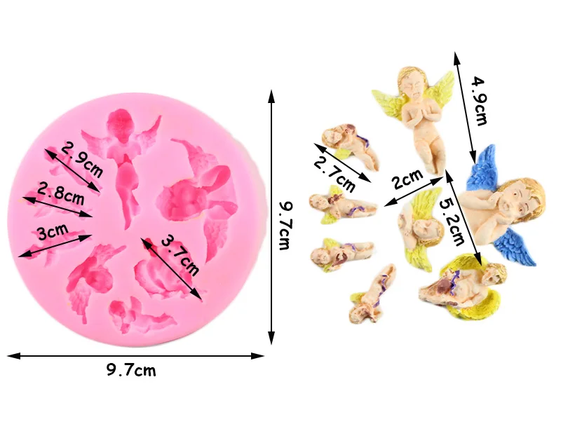 Ангел детские силиконовые формы Шоколадные помадные формы вечерние DIY украшения торта инструменты Конфеты Смолы глины формы Полимерная глина мыло плесень