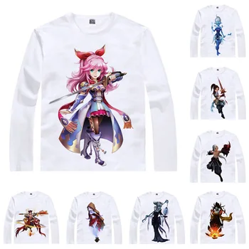 

Fairy way T-Shirts Men Hip Hop Long Sleeve Anime Shirts Xian Taoism Sanskrit Immortal Taoism Spirit Immortal Anime Cosplay Shirt