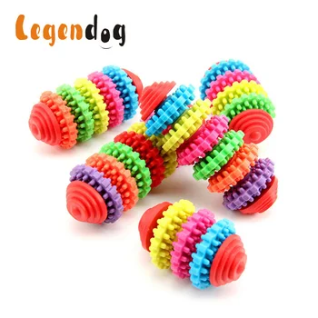 

5 pcs Colorful TPR Rubber Dog Toys Gear Rotating Teeth Non-toxic Sliding Pet Toys For Small Medium Large Dog