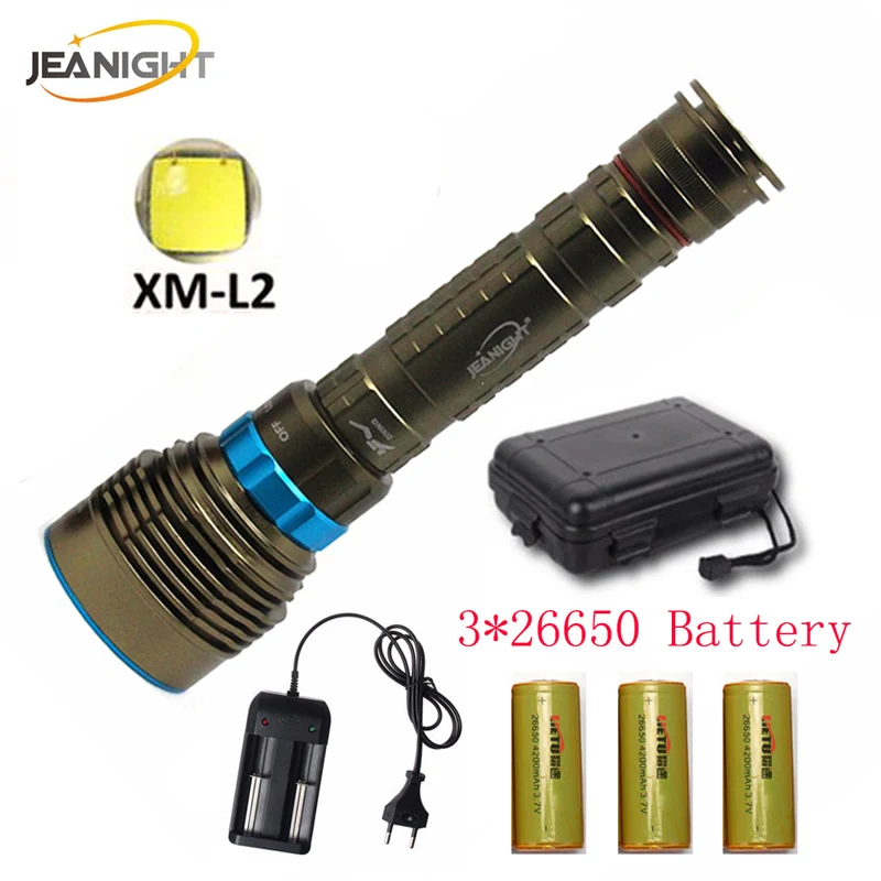 JEANIGHT New Diving Flashlight Underwater Flashlights XM 7T6 L2 LED
