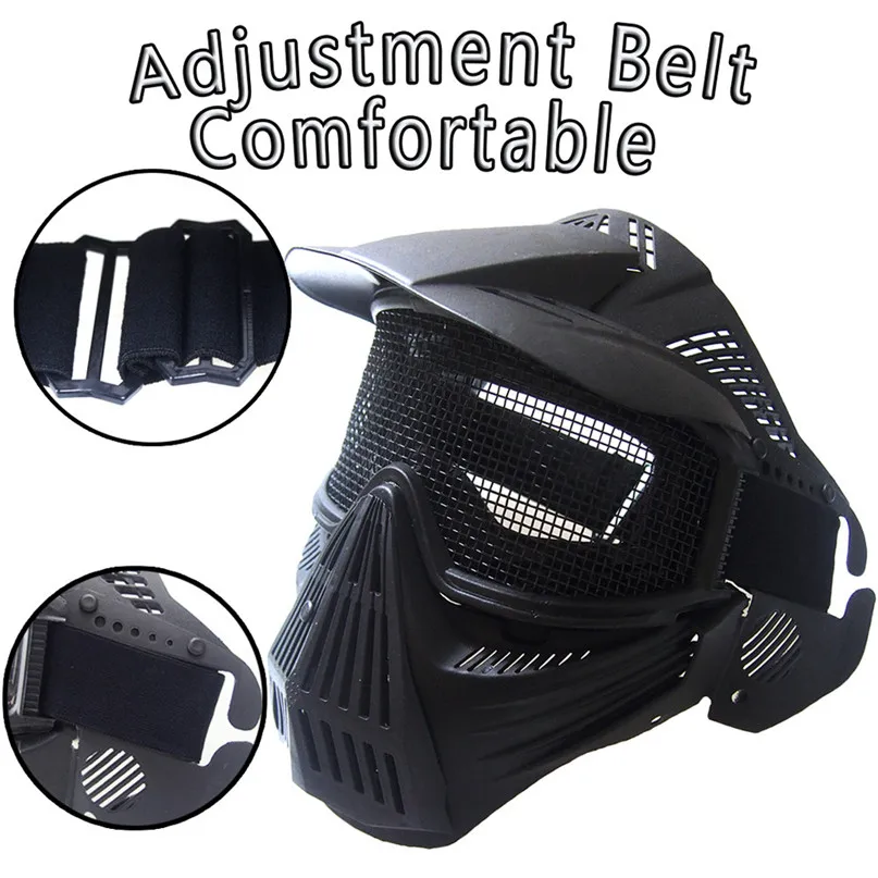 Professional Outdoor Motorcycle Cycling Protection Mask Tactical Military Airsoft Safety Metal Mesh Goggles Full Face Mask #2A20 (8)