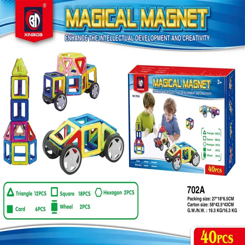 

40PCS Magnetic Blocks DIY building single bricks parts accessory construct Magnet model Educational toys For Children Kids