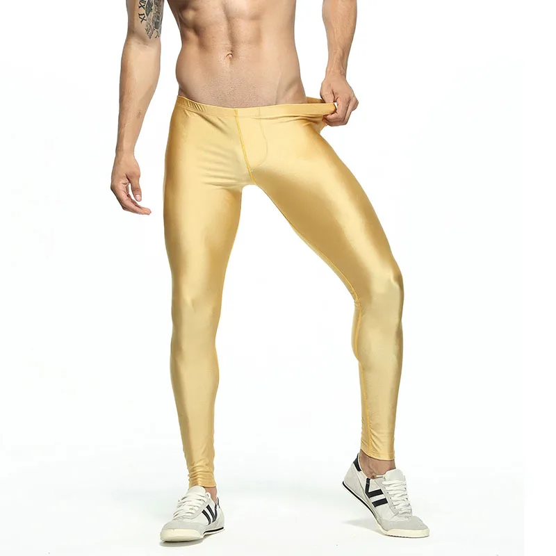 RAY GRACE Men Sports Running Tights Compression Pants Leggings Fitness Sportswear Long Trousers Athletic Training Skinny Pants - Цвет: Gold