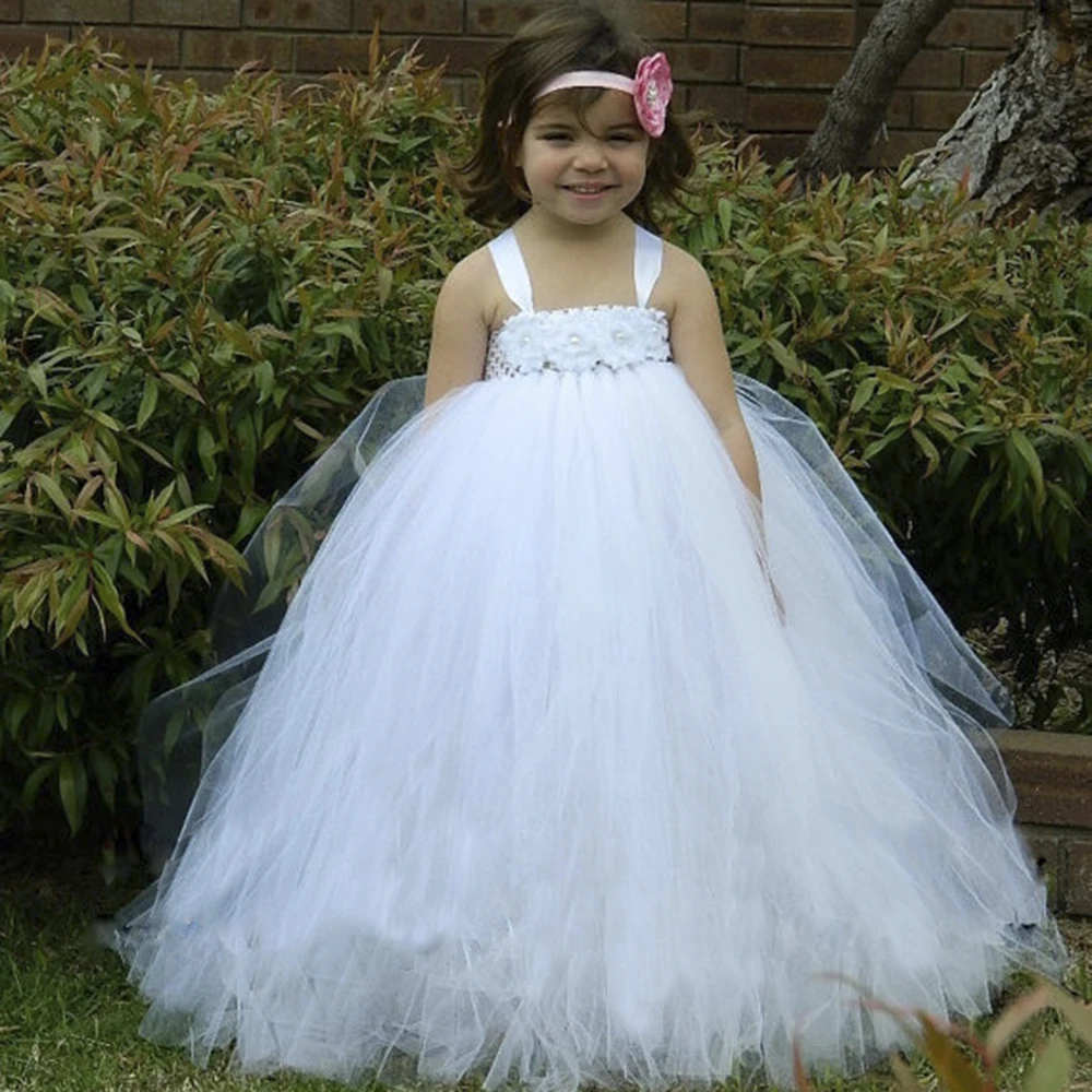 

Flower Girl Dress Ball Gown Kids Wedding Birthday Party Tutu Dress Costumes Princess Flower Prom Long Dress for Photography Prop