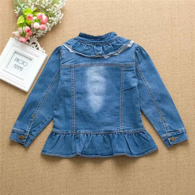 2-8 y children girls jackets lace ruffles denim jackets for girls clothes spring autumn coat fashion wash denim jacket girl (5)