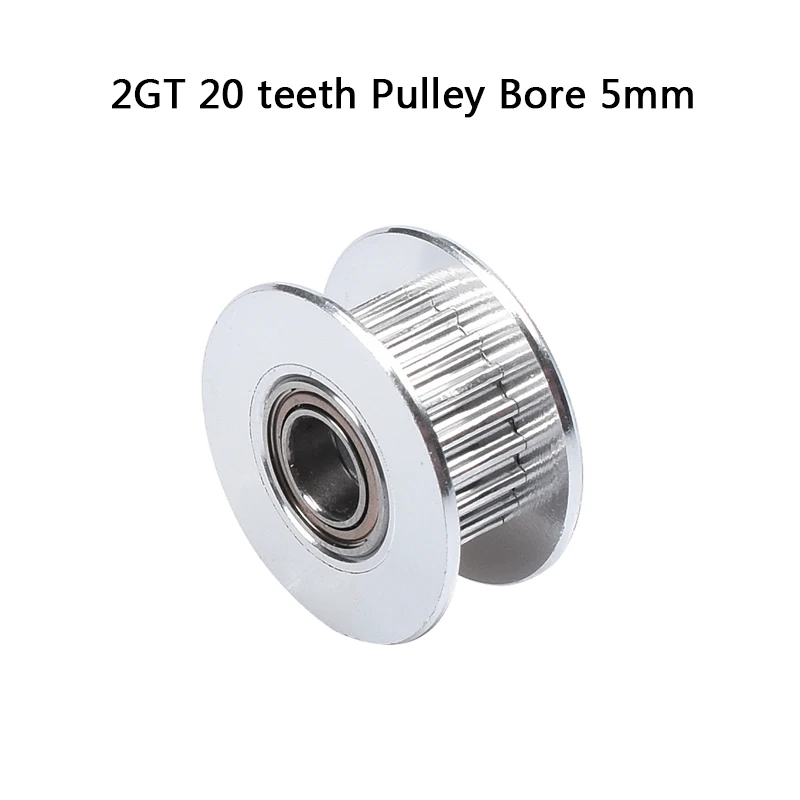 

Toothed GT2 Idler Pulley 20 Teeth Bore 5mm with Bearing Fits 6mm Width Belt for Reprap Kossel Mendal Anet 3D Printer