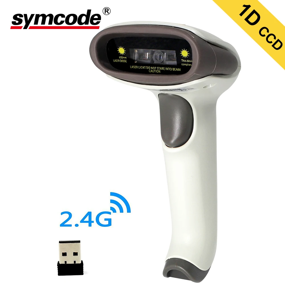 

Wireless CCD Barcode Scanner,Symcode 1D CCD 2.4G Wireless USB Bar code Reader with 100Meters(330ft) Wireless Transfer Distance