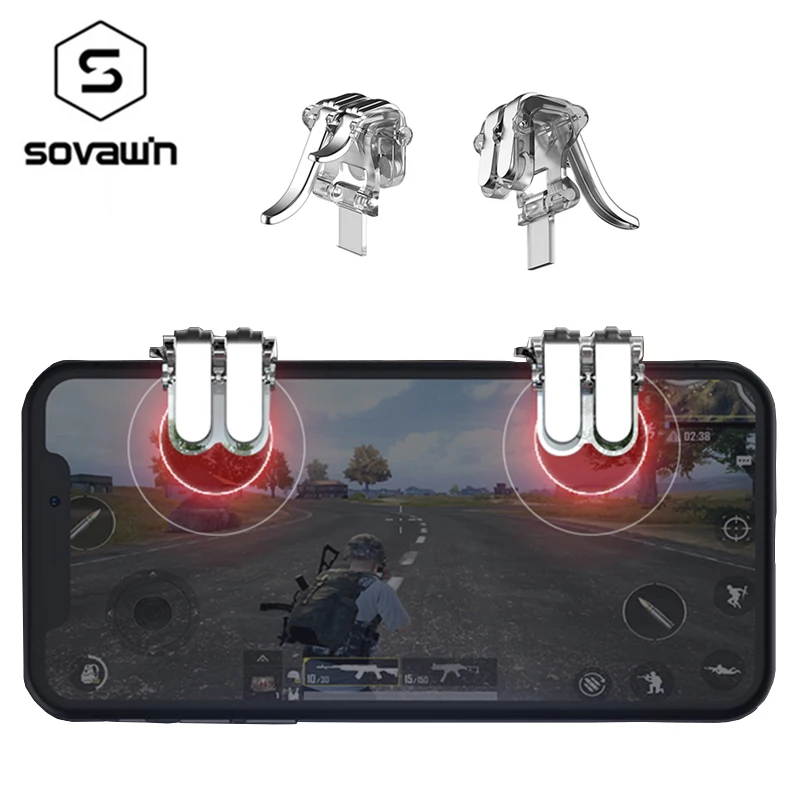 Goedkoop 2 stks PUBG Mobiele Joystick Android L1R1 Trigger Fire Knop Controller Gamepad Doel Sleutel Shooter voor iPhone PUGB Gamer Sleutel