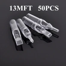 Татуировки Советы прозрачный цвет закрыть плоские Советы Предварительно стерилизованные 13MFT для татуировки Дырокол ручка 50 шт одноразовые