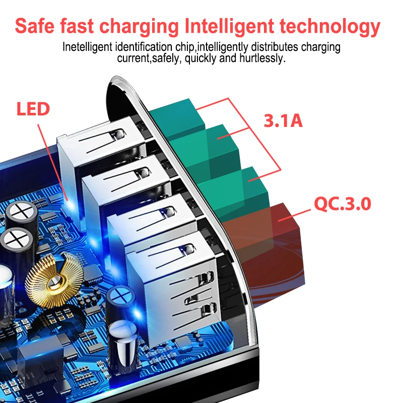Быстрая зарядка 3,0 USB зарядное устройство EU/US штепсельная Вилка для мобильного телефона, быстрое зарядное устройство для iPhone 7, 4 порта, адаптер QC 3,0, быстрая зарядка