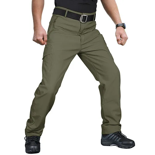 TACVASEN/Зимние флисовые брюки Софтшелл; брюки с несколькими карманами; военные армейские тактические брюки; боевые брюки; страйкбольные охотничьи брюки - Цвет: Green