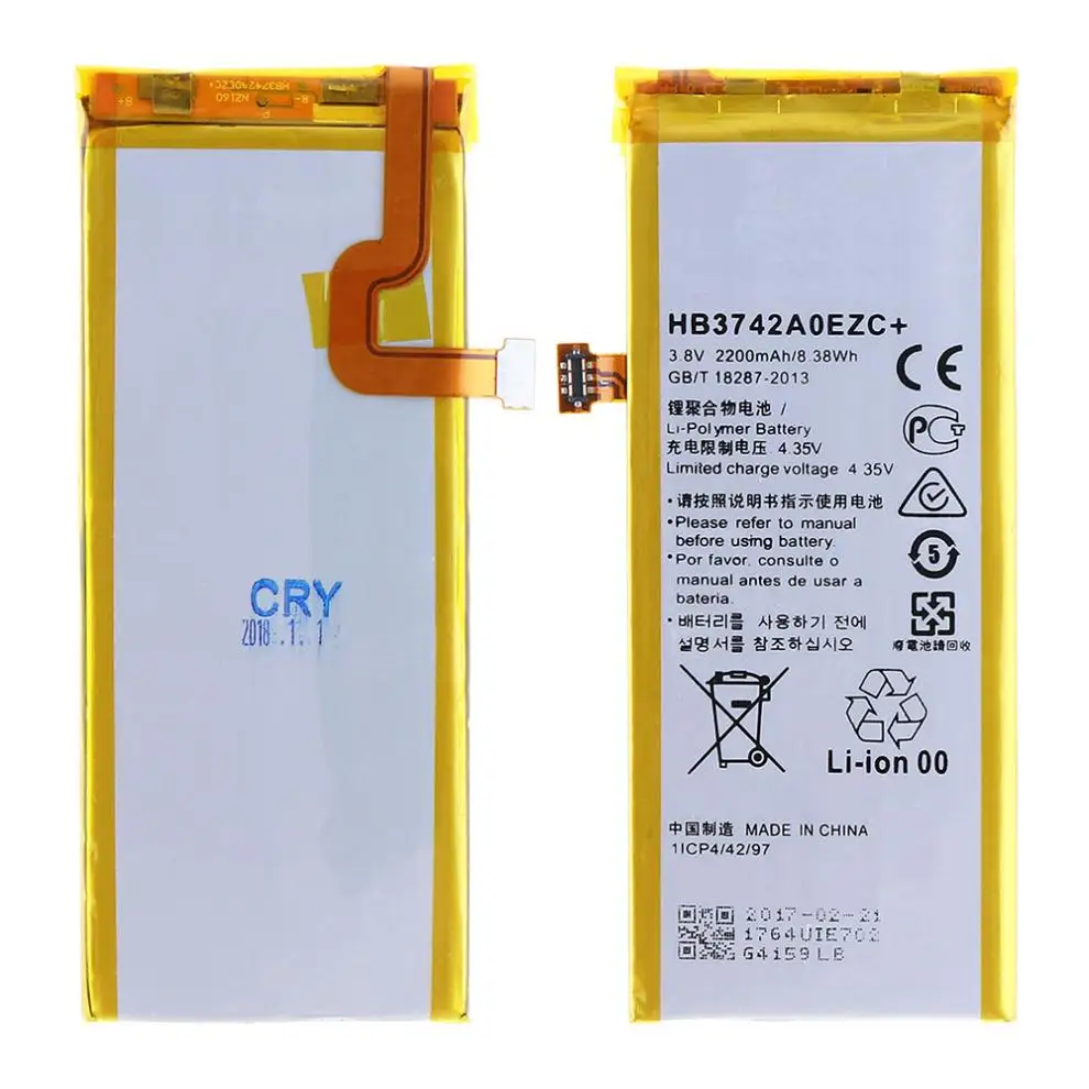 

HB3742A0EZC+ 3.8V 2200mAh Rechargeable Built-in Li-ion Replacement Phone Battery Accumulator for Huawei P8 ALE-CL00 UL00 CL10