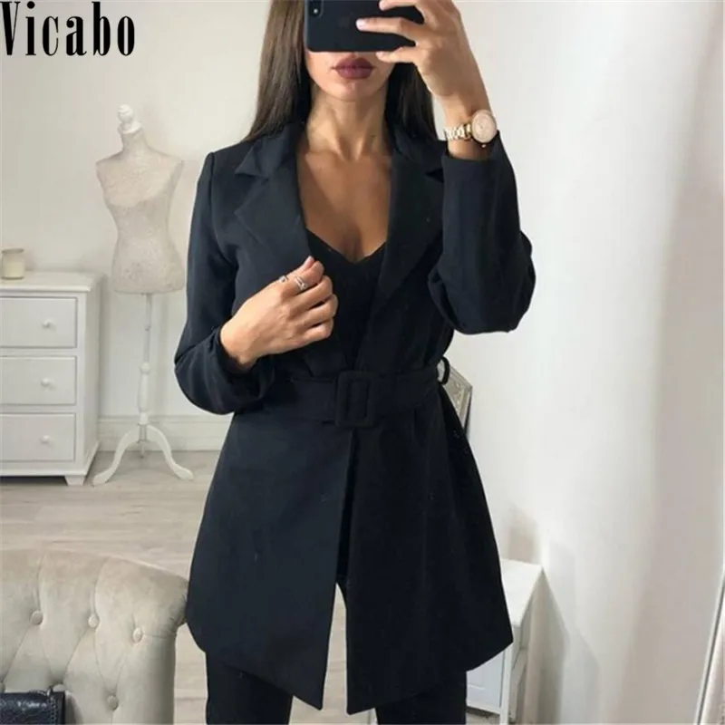 Vicabo Spring Women Blazer Jacket Fashion Slim None Button