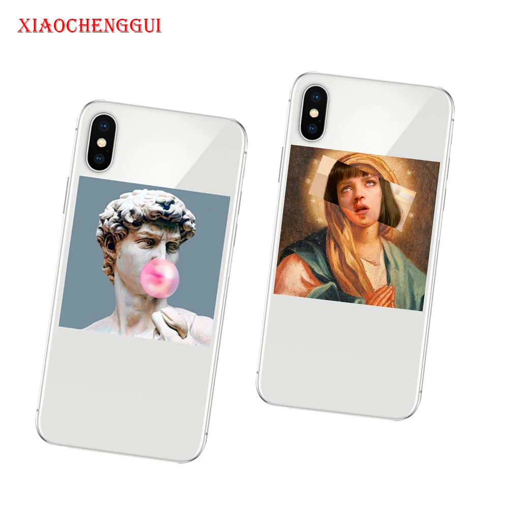 

Funny Art illustration Phone Case For iphone 11 pro X XR XS Max 5s 6 6S 7 8 Plus Sister Cover David Cases Soft TPU Couples Capa