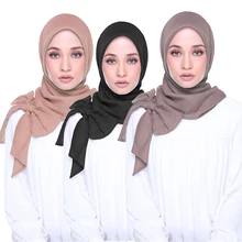 Роскошный мягкий шифоновый бантик мусульманская женская шаль тюрбан модный простой мгновенный внутренний хиджаб готов носить головной платок islam foulard